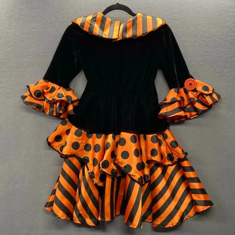 Wishcraft Cute Halloween Witch Costume Girls 10 Black Orange Ruffle Skirt